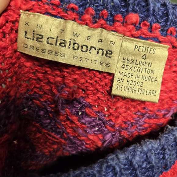 Liz Clairborne Vintage Colorful Women's Sweater Size 4 Petite - Picture 3 of 4